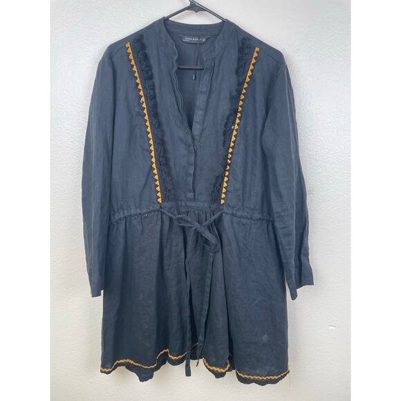 Zara Dresses & Skirts - Zara Womens Tunic Dress Sz M %100 Linen Oversized Lagenlook Whimsigoth Boho